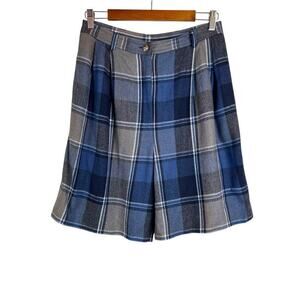 CAMBRIDGE 80's Wool Blend Academia Shorts Plaid Print Women's Size 12